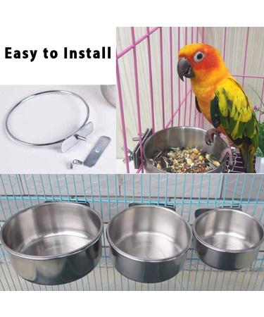 3 Pieces Bird Feeding Dish Cups Stainless Steel Parrot Feeding Cups Animal Cage Water Food Bowl Bird Cage Cups Holder with Clamp Holder for Bird Parrot Small Animal - Buy Online on GoSupps.com