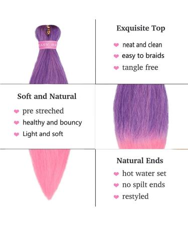 MSBELLE 26 Inch Pre-Stretched Pink Ombre Braiding Hair - Hot Water Setting (100g Pack) - Buy Online on GoSupps.com