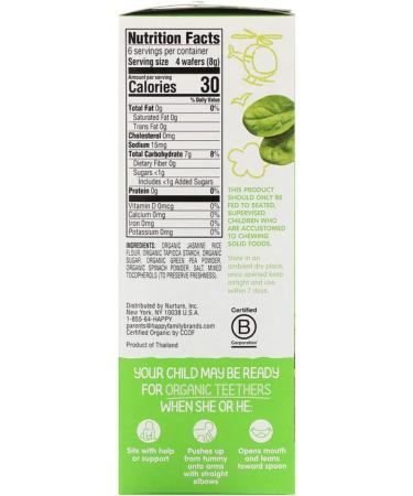 Happy Family Organics Organic Teethers Gentle Teething Wafers Sitting Baby Pea & Spinach 12 Packs 0.14 oz (4 g) Each - Pea & Spinach - Buy Online on GoSupps.com