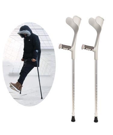 Crutches for Adults Foldable Crutch Comfortable Grip and Wear-Resistant Forearm Crutches Adjustable Height Bearing 140kg Black Grey (Silver 2 pcs) Journey Silver 1 pcs