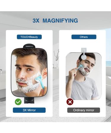 3X Magnification Shower Mirror with Razor Holder, 360 Swivel - Bathroom Accessories for Men & Women - 11 Larger Size - Includes 3pcs Adhesive Hooks - Black - Buy Online on GoSupps.com