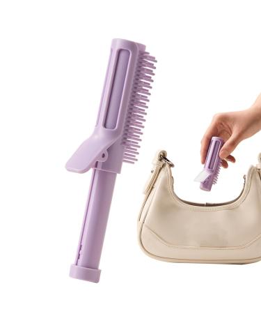 Quzente Volume Hair | Styling Hair Curling Tool | Curling Make Up Brush Roller Tool Curlers on Top of Head 2-in-1 Retractable Styling Comb Wavy Hair Products for Hair Salon Purple