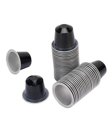 EMUKOEP Lot de 50 capsules de caf en aluminium de 15 ml dosettes de caf autocollants pour couvercle cuill re et pinceau pour un usage unique (noir)