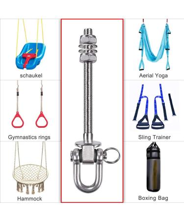 Seleware Stainless Steel Swing Hanger - Durable 90mm x M10 Hooks for Wooden & Steel Girders - Perfect for Yoga Basebag & Veranda Swings - Set of 2 - Buy Online on GoSupps.com