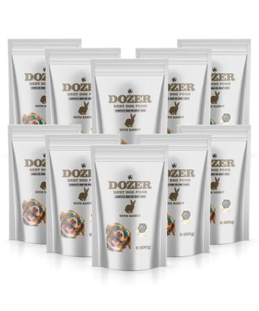 DOZER Adult Dog Food | Complete Food with Different Types of Meat (500 g) | Natural and Nutritious | Wet Dog Food (x 10, Rabbits)
