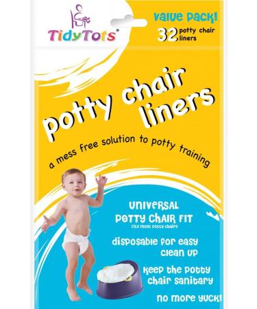 TidyTots Disposable Potty Chair Liners - Value Pack - Universal Potty Chair Fit (fits most potty chairs) - 32 Liners