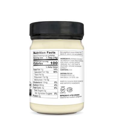 Chosen Foods Classic Keto Mayonnaise with MCT Oil | Gluten & Dairy Free | Low-Carb | Keto & Paleo Diet Friendly - 12 fl oz - Buy Online on GoSupps.com