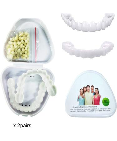 Instant Veneers Teeth 2 Pairs Upper & Lower Dentures for a Perfect Smile | Comfortable Fake Teeth Prostheses - Buy Online on GoSupps.com