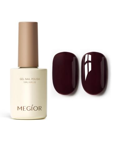 MEGIOR Cherry Red Gel Nail Polish 15ml Dark Red Gel Polish High Gloss Soak Off UV LED Nail Gel Polish for Nail Art Manicure Salon DIY Home Gift for Girls