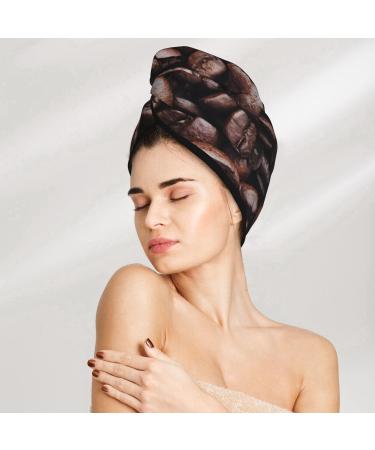 Super Absorbent Coffee Bean Microfiber Hair Towel Wrap for Women | Quick Dry Coral Velvet Hair Cap for Long Curly Thick Hair - Buy Online on GoSupps.com