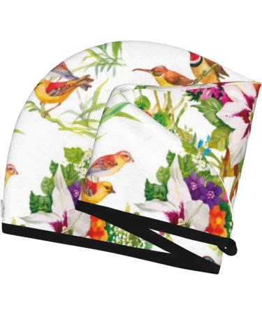 Birds & Flowers Microfiber Hair Towel - Soft Super Absorbent Coral Velvet Wrap for Long Curly Thick Hair | Quick Dry Hair Cap for Women - Buy Online on GoSupps.com