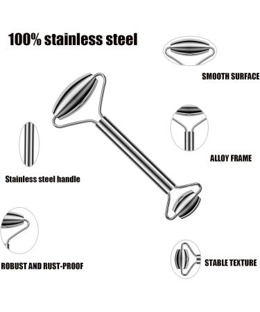 100% Authentic Stainless Steel Face Roller - Metal Massager for Face Neck & Eyes | Reduces Puffiness - Light Gray - Buy Online on GoSupps.com