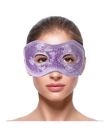 NEWGO Gel Eye Mask Reusable Cooling Eye Mak with Eye Holes Cold Pack Eye Ice Pack Hot Cold Eye Compress for Puffy Eyes Migraine Headache Stress Relief Dry Eyes Dark Circles (Purple)