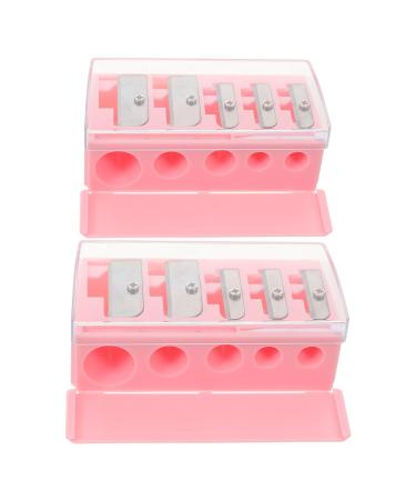 CLISPEED Lot de 2 Taille-crayons Manuels 5 Trous pour Crayons L vres Eye-liner et Sourcils Taille-crayon Pr cis Pointe Longue Couleur Rose Compact et Adapt pour Maquillage