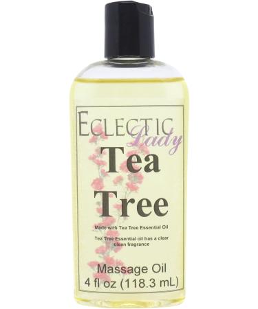 All Natural Tea Tree Massage Oil 4 oz 100% Natural Ingredients with Sweet Almond & Jojoba Oil Relaxing Scent for Men & Women 4 Ounce