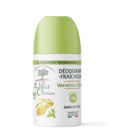 LE PETIT OLIVIER - Freshness Deodorant - Lemon Verbena - Skin-Friendly - 24-Hour Effectiveness - Alcohol-Free - 98% Natural Origin - Refillable Bottle - Made in France - 50 ml
