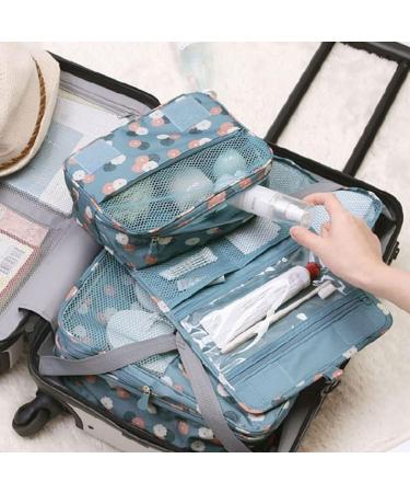 Travel Hanging Toiletry Wash Bag Makeup Organizer Waterproof Multifunctional Storage Bag (Blue Cherry) - Buy Online on GoSupps.com