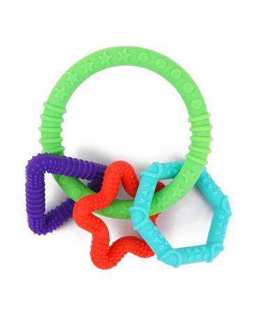 Baby Teething Toys Silicone Bracelet Teether Soft Teething Ring with 3 Teethers Food-Grade Baby Chew Toy Massage Gums Great Gifts for Babies Green