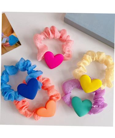 FRCOLOR Girl Hair Ties Heart Ruffled Hair Tie Heart Charm Hair Tie hair Women Scrunchies hair ties for girls scrunchies for women Ponytail Holders women's sweet cloth hair - Buy Online on GoSupps.com