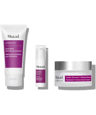 Murad The 24-Hour Hydrators - 3-Piece Set (Worth 102) - AHA/BHA Facial Cleanser 60ml Revitalixir Recovery Serum 5ml & Hydro Dynamic Moisturiser 50ml - Buy Online on GoSupps.com