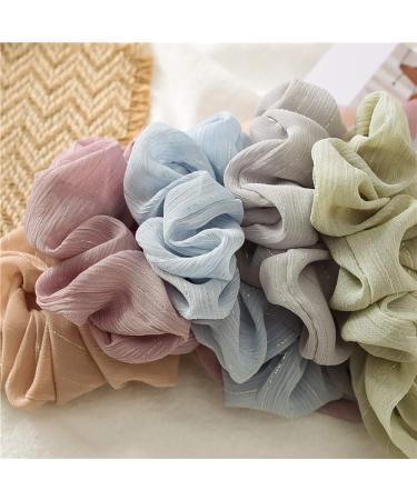 8PCS Bowknot Hair Bands Scarves - Elastic Double Layer Chiffon Hair Ties for Women & Girls | Stylish Hair Accessories - Buy Online on GoSupps.com
