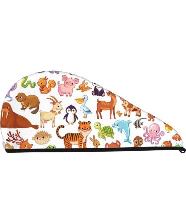 Soft Super Absorbent Animal Cartoon Microfiber Hair Towel Wrap | Quick Dry Cap for Long Curly & Thick Hair - Buy Online on GoSupps.com