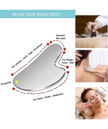 Stainless Steel Gua Sha Facial Tools | Silver-Plated Acupuncture Massage & Spa Treatment Tools for Body & Trigger Point Therapy - Buy Online on GoSupps.com