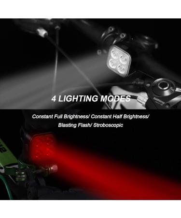 Akale Rechargeable Bike Light Set - LED Bicycle Lights Front and Rear - 4 Light Modes - IPX4 Waterproof - Easy Install for Kids, Men, Women - Road Safety - 2 Pack Black - Buy Online on GoSupps.com