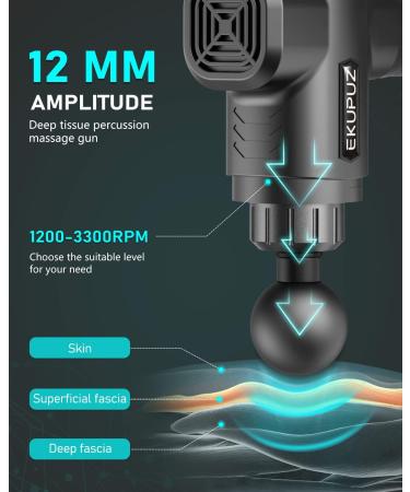 EKUPUZ Massage Gun 6 Massage Heads 30 Adjustable Speeds Pain Relief for Neck Back & Shoulders Gray International Shipping Available - Buy Online on GoSupps.com