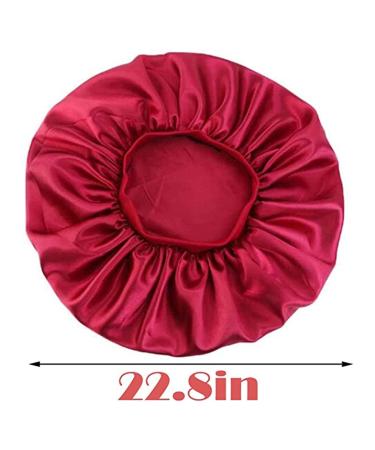 Satin Bonnet Night Sleep Caps - 3 Pack with Wide Elastic Band for Women and Girls - Silk Hair Wrap for Curly Hair - Pink Black Red - Buy Online on GoSupps.com