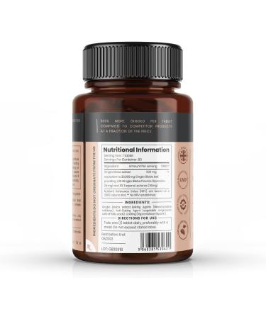 Pureclinica High Potency Ginkgo Biloba 30,000mg x 90 Tablets - 3 Months Supply - 5x Strength - Premium Quality Ginkgo Biloba Supplement - Buy Online on GoSupps.com