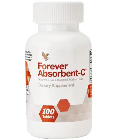 Forever Living - Absorbent-C Orange and Honey Flavor Vitamin C Supplement with Oat Bran Immune Support Skin Health 1 Bottle (100 Tablets)