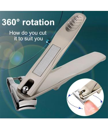 360 Rotating Nail Clippers for Seniors Long Handle Stainless Steel Nail Clippers Heavy Duty Toenail Finger Clippers for Thick Nails (Silver) - Buy Online on GoSupps.com