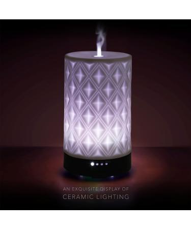 Earnest Living Oil Diffuser for Essential Oils - White Ceramic Large Room Aromatherapy 4 Timers 7 Night Lights Auto Shutoff 100ml - 2 Glossy Ceramic Pieces - Buy Online on GoSupps.com