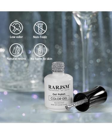RARJSM Reflective Glitter Silver Gel Polish - 15ml - Soak Off UV/LED Curing for DIY Manicure - Buy Online on GoSupps.com