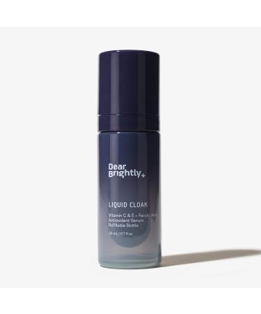 Vitamin C Serum with Ferulic Acid and Vitamin E for Glowing Radiant Skin by Dear Brightly Liquid Cloak Facial Serum for Sensitive Skin Refillable Glass Bottle 0.7 fl oz Liquid Cloak Glass Bottle