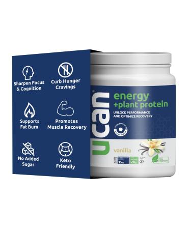 UCAN Energy + Plant Protein Powder - Vegan Plant Based Protein 20g Pea Protein with Energy Boost - Keto Protein Powder - Vanilla Flavor - No Added Sugar, Gluten-Free - 12 Servings