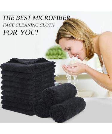 SUNLAND Microfiber Makeup Remover Cloths - Ultra Soft Reusable Face Wash Towels (12 Pack, Black) - Buy Online on GoSupps.com