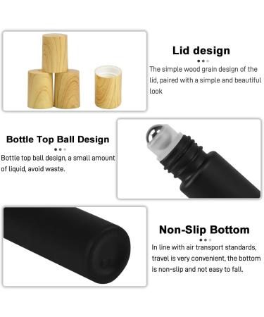 10pcs Black Frosted Glass Essential Oil Roller Bottles with Stainless Steel Roller Balls - 10ml Empty Perfume Bottles (Black) - Buy Online on GoSupps.com
