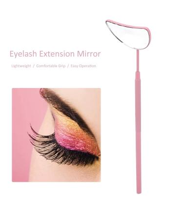 Eyelash Extension Mirror | Extra Large Makeup Mirror with Detachable Handle | Moon Shaped Stainless Steel Lash Accessories (Pink) - Perfect for Home Use - Buy Online on GoSupps.com