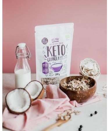  Diet-Food DIET-FOOD Organic Keto Granola with Blackcurrant High-Fat Gluten-Free Granola Breakfast Muesli Low-Carb Non-GMO Snack No Added Sugar 200g 1 Pack - Buy Online on GoSupps.com