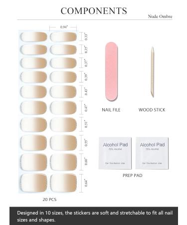 Shop Semi Cured Gel Nail Strips - Nude Ombre | 20 PCS Beige Gel Stickers | UV Light Required - Salon Quality & Easy to Use - Buy Online on GoSupps.com