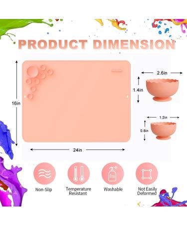 24x16 Inch Silicone Craft Mat with Removable Cups & Paint Palette - Multipurpose DIY Painting Mat for Playdoh, Air Dry Clay & More (Pink) - Buy Online on GoSupps.com
