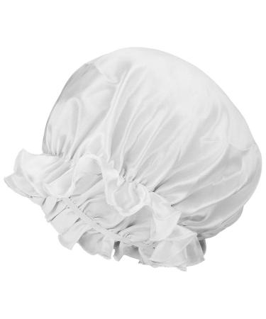 Moonsix Women's Natural Silk Night Cap - Elastic White Satin Bonnet for Hair Care - Buy Online on GoSupps.com
