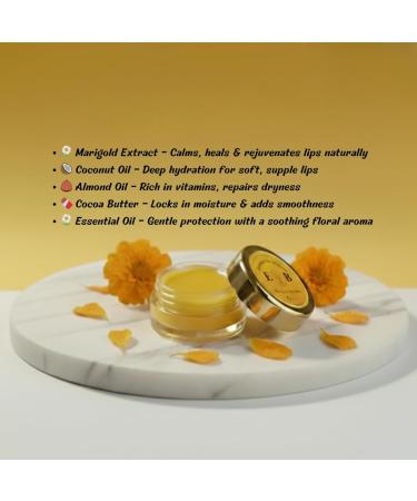 BEMT Marigold Lip Balm with Almond Oil & Cocoa Butter Moisturizing Nourishing Lip Care for Smooth Soft Lips | 10g | Unisex - Buy Online on GoSupps.com