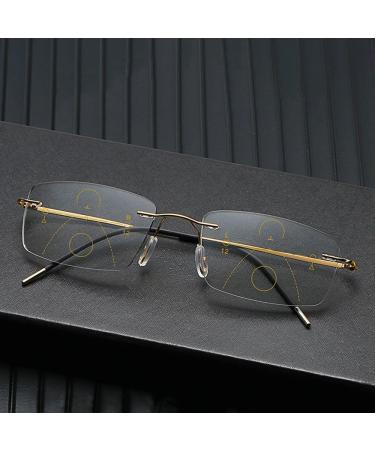 Buy Ultralight Rimless Progressive Multifocal Reading Glasses - Dual-use Anti-Fatigue Gold 1.5 Diopters for Comfortable Vision - Buy Online on GoSupps.com