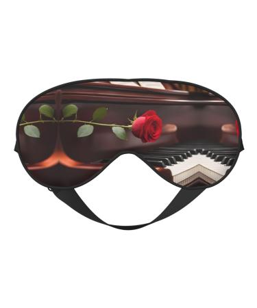 Red Rose On Piano Print Ultra-Soft Light-Blocking Eye Mask for Optimal Comfort and Restful Sleep