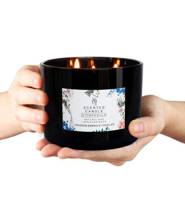 YCYH Citronella 3-Wick Soy Wax Candle | 80 Hour Burn | 14.5 oz | Highly Scented Indoor/Outdoor Long Lasting Formula - Buy Online on GoSupps.com