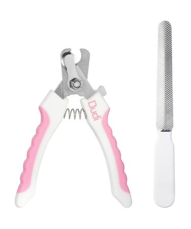 Dudi pet claw scissors for dogs cats - also for rabbits rabbits & guinea pigs - with safety mechanism - nail scissors set with claw grinder - white pink - small small white/pink