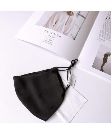100% Mulberry Silk Black Face Mask - Reusable Washable Adjustable with Filter Pocket | International Shipping - Buy Online on GoSupps.com